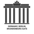 Germany, Berlin, Brandenburg Gate travel landmark vector illustration Royalty Free Stock Photo