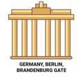 Germany, Berlin, Brandenburg Gate travel landmark vector illustration Royalty Free Stock Photo