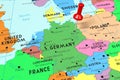 Germany, Berlin - capital city, pinned on political map