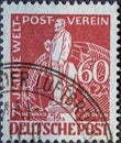 GERMANY, Berlin - CIRCA 1949: a postage stamp from Germany, Berlin in rust brown color showing the Postmaster Heinrich von Stephan