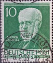 GERMANY, Berlin - CIRCA 1952 a postage stamp from Germany, Berlin showing Men from the history of Berlin: Adolph Menzel