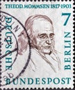 GERMANY, Berlin - CIRCA 1958: a postage stamp from Germany, Berlin showing men from the history of Berlin II.Theodor Mommsen 18 Royalty Free Stock Photo