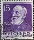 GERMANY, Berlin - CIRCA 1953: a postage stamp from Germany, Berlin showing Men from the history of Berlin: Rudolf Virchow