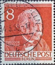 GERMANY, Berlin - CIRCA 1953: a postage stamp from Germany, Berlin showing Men from the history of Berlin: Theodor Fontane