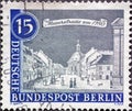 GERMANY, Berlin - CIRCA 1963: This postage stamp from Germany, Berlin showing Old Berlin: wall street 1780 Royalty Free Stock Photo