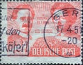 GERMANY, Berlin - CIRCA 1949: a postage stamp from Germany, East showing Karl Liebknecht and Rosa Luxemburg. In Memoriam January