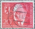 GERMANY, Berlin - CIRCA 1960: a postage stamp from Germany, Berlin with a portrait de politician Walther Schreiber on his 2nd anni