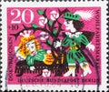 GERMANY, Berlin - CIRCA 1964: a postage stamp from Germany, Berlin showing the fairy tale by the brothers Grimm: Sleeping Beauty. Royalty Free Stock Photo