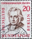 GERMANY, Berlin - CIRCA 1958: a postage stamp from Germany, Berlin showing men from the history of Berlin II.Friedrich Schleierm