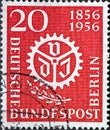 GERMANY, Berlin - CIRCA 1956: a postage stamp from Germany, Berlin showing VDI logo and a laurel branch. 100 years Association of