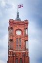 Germany; Berlin City Hall and flag with bear symbol of Berlin