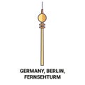 Germany, Berlin, Fernsehturm travel landmark vector illustration