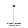 Germany, Berlin, Fernsehturm travel landmark vector illustration