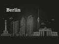 Germany Berlin line vector landscape, city panoramic houses