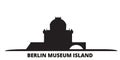 Germany, Berlin, Museum Island city skyline isolated vector illustration. Germany, Berlin, Museum Island travel black