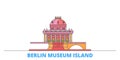 Germany, Berlin, Museum Island line cityscape, flat vector. Travel city landmark, oultine illustration, line world icons