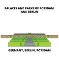 Germany, Berlin, Potsdam, Palaces And Parks line icon concept. Germany, Berlin, Potsdam, Palaces And Parks flat vector