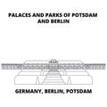 Germany, Berlin, Potsdam, Palaces And Parks line icon, vector illustration. Germany, Berlin, Potsdam, Palaces And Parks