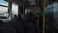 Germany, Berlin. Public transport in Germany. BVG. Berliner Verkehrsbetriebe. Interior, view from inside a berlin bus in