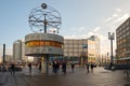 Germany. Berlin world clock on Alexanderplatz square. February 16, 2018