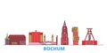 Germany, Bochum line cityscape, flat vector. Travel city landmark, oultine illustration, line world icons Royalty Free Stock Photo