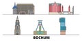 Germany, Bochum flat landmarks vector illustration. Germany, Bochum line city with famous travel sights, skyline, design Royalty Free Stock Photo