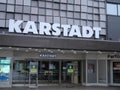 Traditional Karstadt department store. Modern environment in a lot of built-in concrete, the company`s lettering dominates