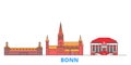 Germany, Bonn line cityscape, flat vector. Travel city landmark, oultine illustration, line world icons