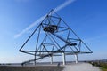 Germany, Bottrop, April 23, 2021, 6.21 p.m, the top of the stockpilel Beckstrasse with the tetrahedron, a steel frame in the form