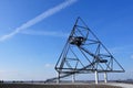 top of the stockpilel Beckstrasse with the tetrahedron, a steel frame in the form of a three-sided pyramid