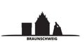 Germany, Braunschweig city skyline isolated vector illustration. Germany, Braunschweig travel black cityscape