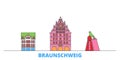 Germany, Braunschweig line cityscape, flat vector. Travel city landmark, oultine illustration, line world icons