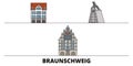 Germany, Braunschweig flat landmarks vector illustration. Germany, Braunschweig line city with famous travel sights