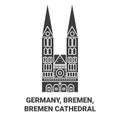Germany, Bremen, Bremen Cathedral travel landmark vector illustration