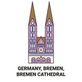 Germany, Bremen, Bremen Cathedral travel landmark vector illustration