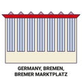 Germany, Bremen, Bremer Marktplatz travel landmark vector illustration