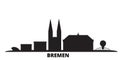 Germany, Bremen city skyline isolated vector illustration. Germany, Bremen travel black cityscape