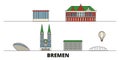 Germany, Bremen flat landmarks vector illustration. Germany, Bremen line city with famous travel sights, skyline, design