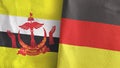 Germany and Brunei two flags textile cloth 3D rendering