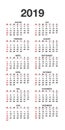 Germany calendar for 2019 years, week starts on Monday. Design calender on white background,