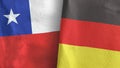 Germany and Chile two flags textile cloth 3D rendering