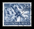 GERMANY - CIRCA 1943: German historical stamp: Dive bombers Junkers Ju 87, Stuka - one of the symbols of the blitzkrieg, the bombi