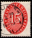 GERMANY - CIRCA 1927: postage stamp 15 German Reichspfening printed by Germany, shows Value 15 in an oval Royalty Free Stock Photo