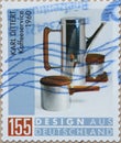 GERMANY - CIRCA 2020: a postage stamp from Germany, showing design from Germany: Karl Dittert coffee service 1960