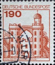 GERMANY - CIRCA 1977: a postage stamp from Germany, showing historical castles in Germany. Pfaueninsel Palace in Berlin Royalty Free Stock Photo