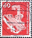 GERMANY - CIRCA 1978 : a postage stamp from Germany, showing a motif from industry and technology. x-ray machine