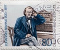 GERMANY - CIRCA 1983  : a postage stamp from Germany, showing a portrait of the composer and musician Johannes Brahms on his 150th Royalty Free Stock Photo