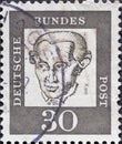 GERMANY - CIRCA 1961: a postage stamp from Germany, showing a portrait of the important German philosopher Immanuel Kant Royalty Free Stock Photo