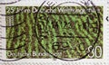 GERMANY - CIRCA 1987 : a postage stamp from Germany, showing a rice field. 25 years of German World Hunger Aid