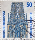 GERMANY - CIRCA 1987: a postage stamp from Germany, showing sights in Germany. Freiburg Minster